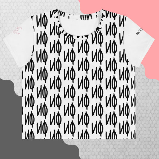 All-Over Print Crop Tee - BLACK- NØ Women's