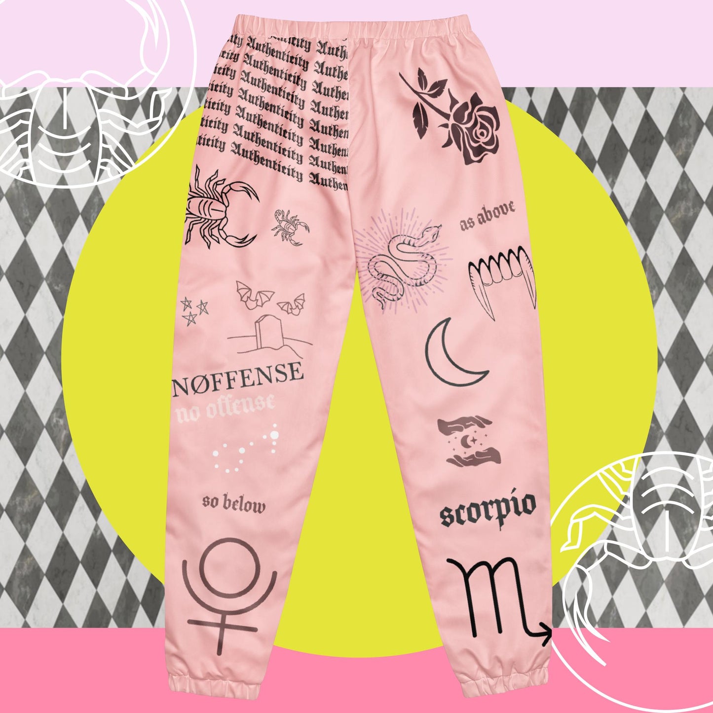 NØFFENSE- Astrology/PINK Track Pants